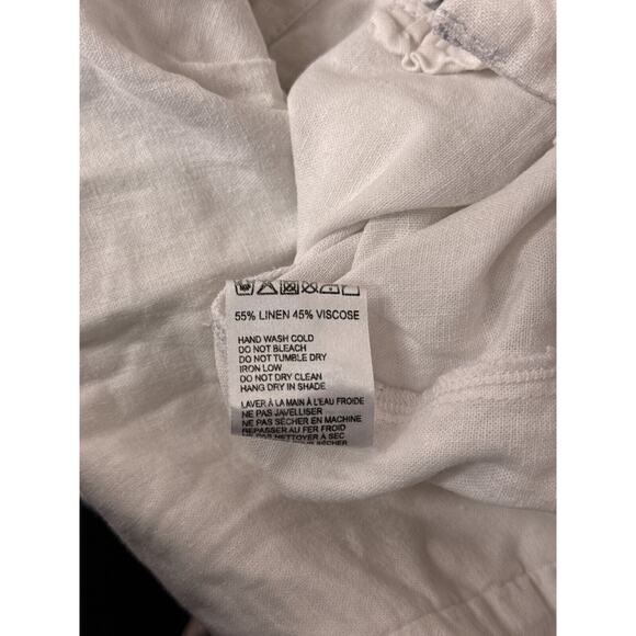 Anthropologie Jumpsuit Small Womens Rue Stiic White Linen Blend Ruffled Tapered - Picture 9 of 9